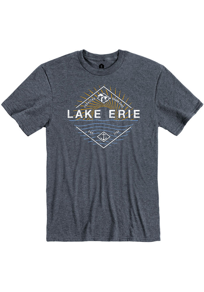 Rally Michigan Navy Blue Lake Erie Short Sleeve Fashion T Shirt