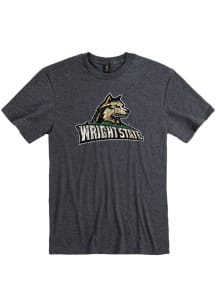 Wright State Raiders Charcoal Distressed Logo Short Sleeve T Shirt