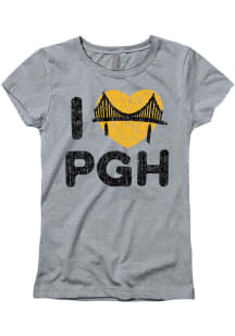 Pittsburgh Girls I Heart PGH Grey Short Sleeve Tee
