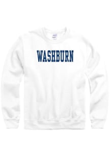 Washburn Ichabods Mens White Flat Name Long Sleeve Crew Sweatshirt