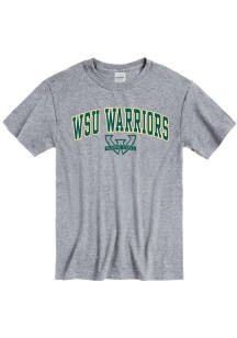 Wayne State Warriors Grey Arch Mascot Short Sleeve T Shirt