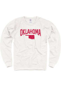 Oklahoma Mens Oatmeal Arch State Shape Long Sleeve Crew Sweatshirt