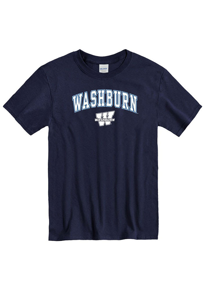 Washburn Ichabods Navy Blue Arch Mascot Short Sleeve T Shirt
