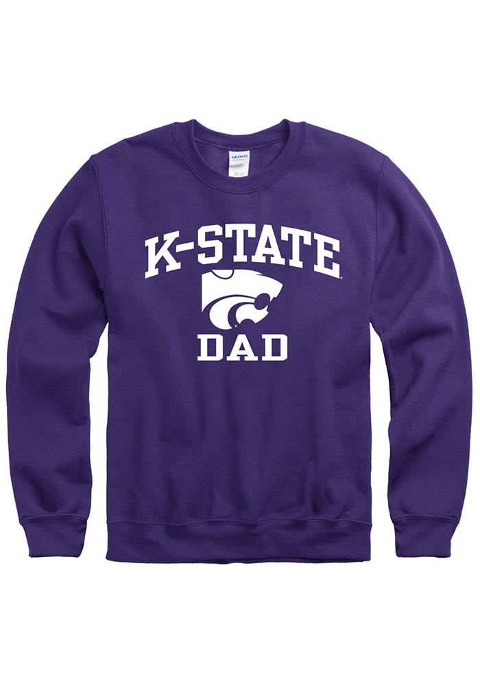 K-State Wildcats Mens Purple Dad Number One Long Sleeve Crew Sweatshirt