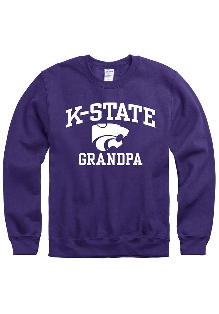 K-State Wildcats Mens Purple Grandpa Number One Long Sleeve Crew Sweatshirt