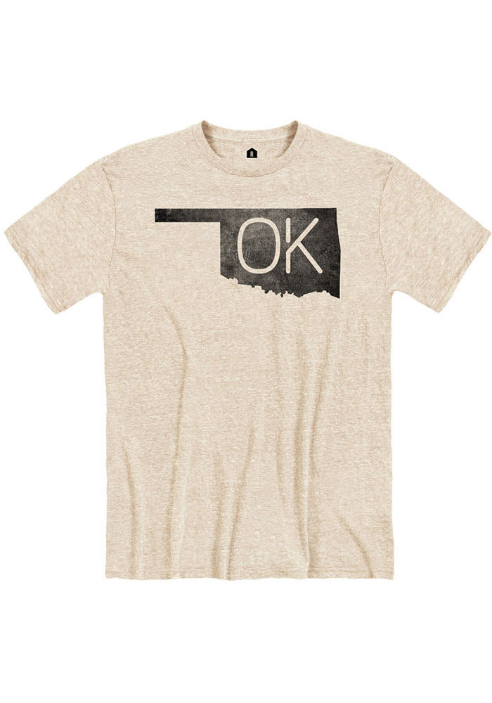 Rally Oklahoma Oatmeal OK State Shape Short Sleeve Fashion T Shirt