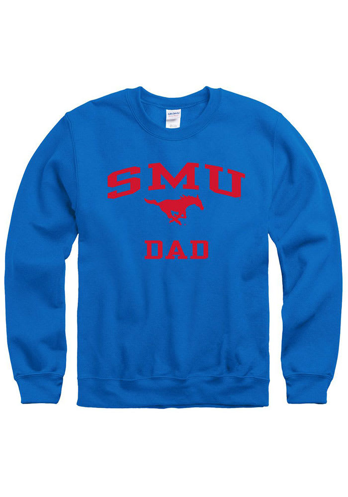 SMU Mustangs Mens Blue Dad Number One Long Sleeve Crew Sweatshirt