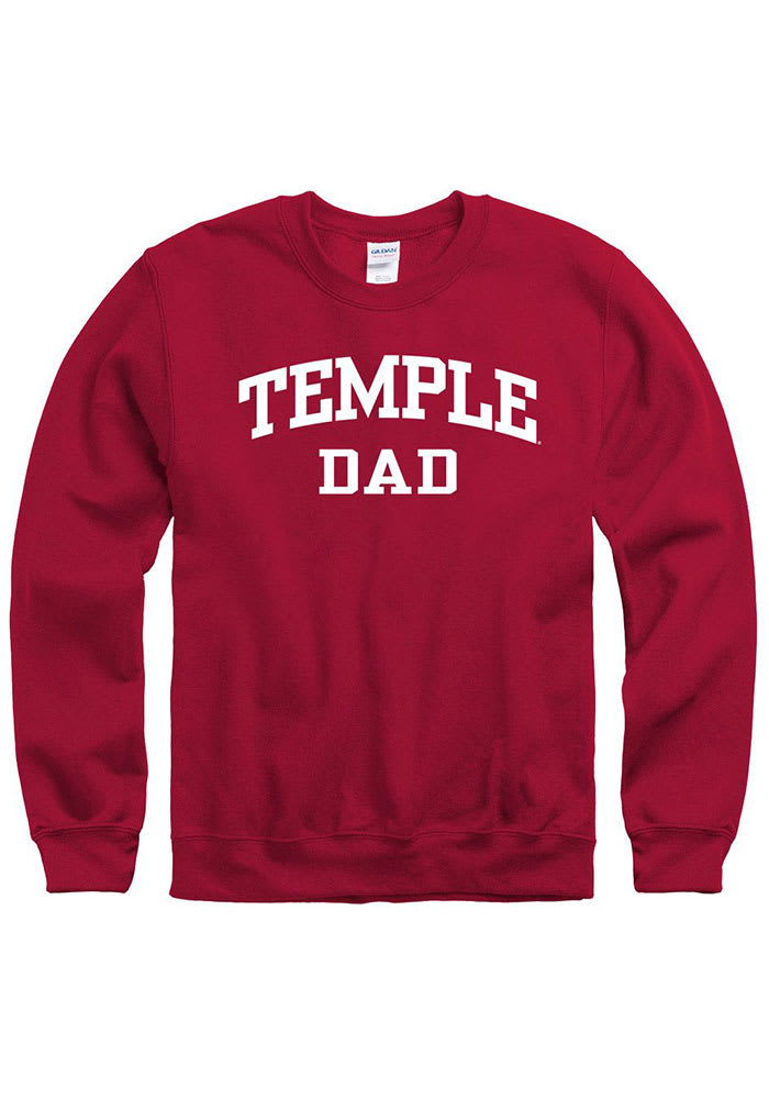 Temple Owls Mens Cardinal Dad Number One Long Sleeve Crew Sweatshirt