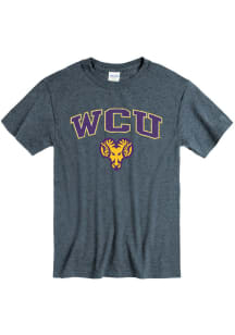 West Chester Golden Rams Grey Distressed Arch Mascot Short Sleeve T Shirt
