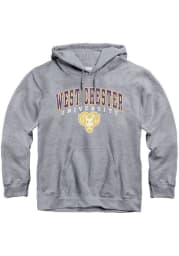 West Chester Golden Rams Mens Grey Arch Mascot Long Sleeve Hoodie