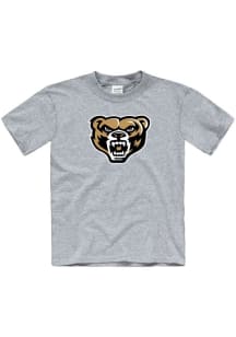 Oakland University Golden Grizzlies Youth Grey Primary Logo Short Sleeve T-Shirt