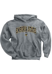 Emporia State Hornets Youth Grey Arch Mascot Long Sleeve Hoodie