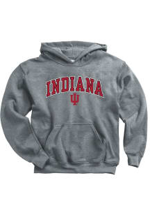 Indiana Hoosiers Youth Grey Arch Mascot Long Sleeve Hoodie