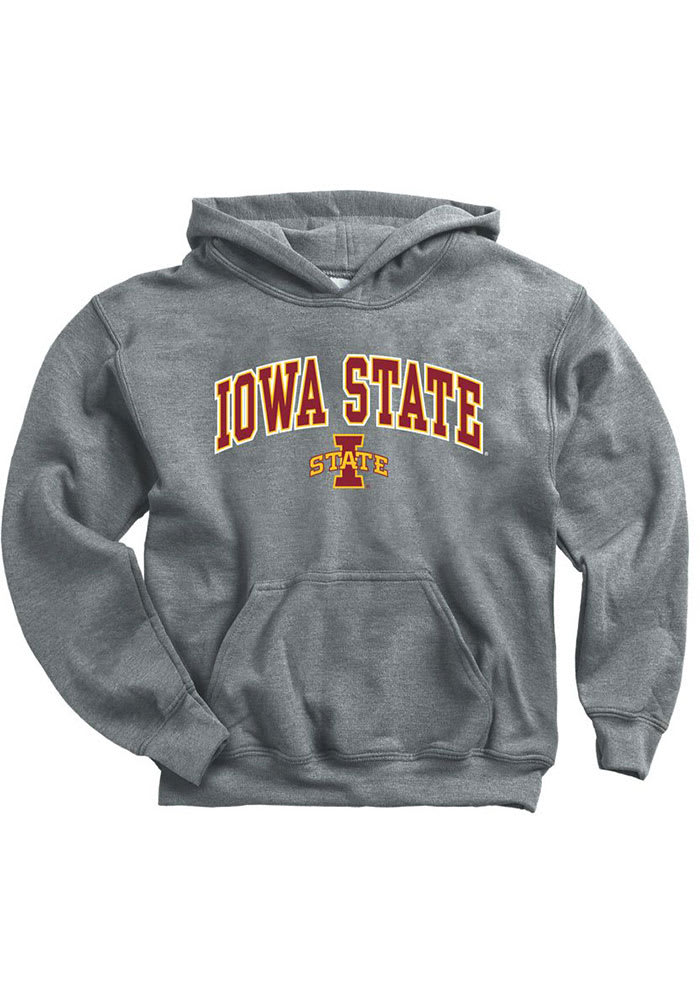 Iowa State Cyclones Youth Grey Arch Mascot Long Sleeve Hoodie