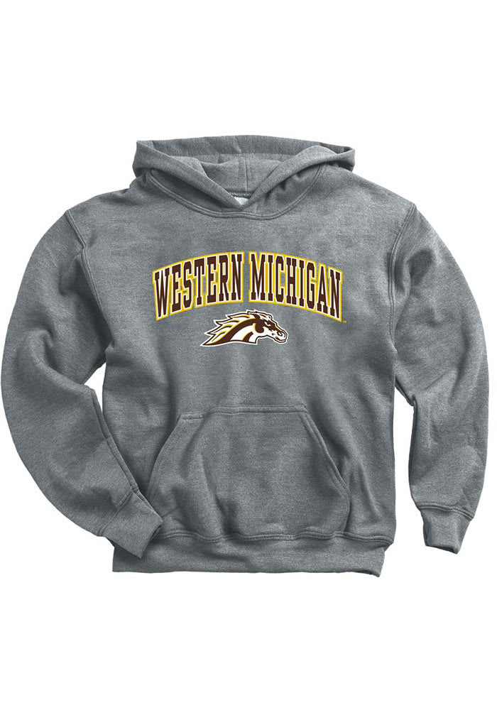 Western Michigan Broncos Youth Grey Arch Mascot Long Sleeve Hoodie
