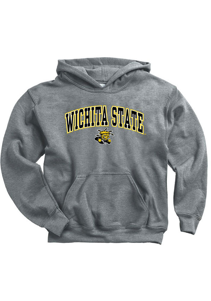 Wichita State Shockers Youth Grey Arch Mascot Long Sleeve Hoodie