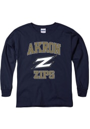 Akron Zips Youth Navy Blue No 1 Long Sleeve T-Shirt