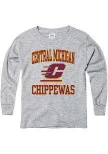 Central Michigan Chippewas Youth Grey No 1 Long Sleeve T-Shirt