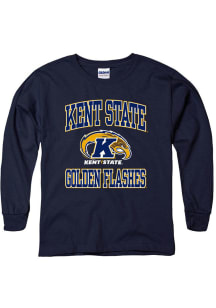 Kent State Golden Flashes Youth Navy Blue No 1 Long Sleeve T-Shirt