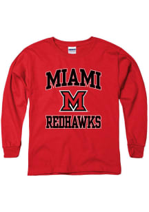 Miami RedHawks Youth Red No 1 Long Sleeve T-Shirt