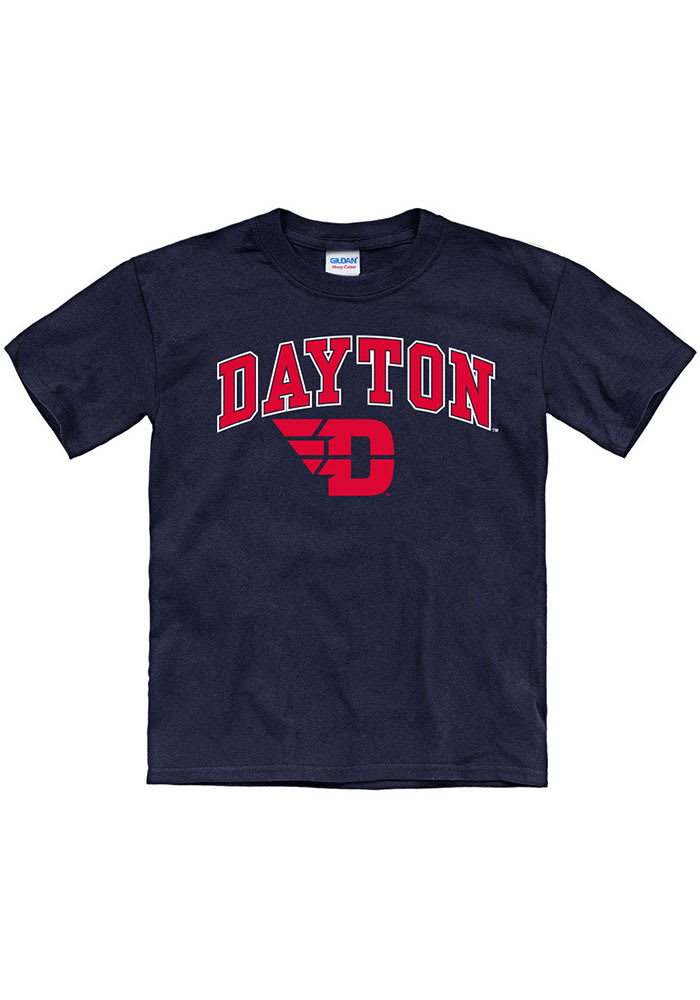 Dayton Flyers Youth Navy Blue Arch Mascot Short Sleeve T-Shirt