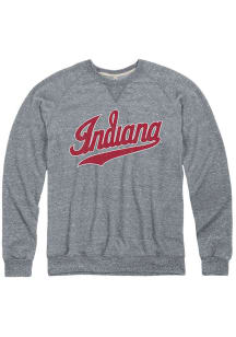 Indiana Hoosiers Mens Grey Script Logo Snow Heather Long Sleeve Fashion Sweatshirt