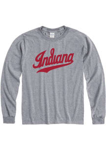 Indiana Hoosiers Grey Script Logo Long Sleeve T Shirt