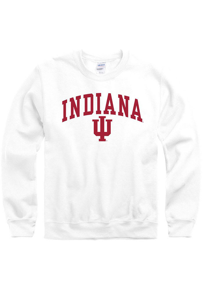 Indiana Hoosiers Mens White Arch Mascot Long Sleeve Crew Sweatshirt