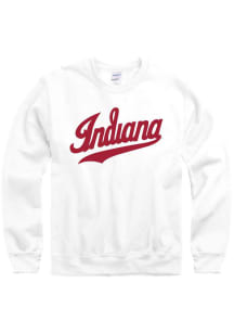 Indiana Hoosiers Mens White Script Logo Long Sleeve Crew Sweatshirt