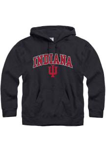 Mens Black Indiana Hoosiers Arch Mascot Hooded Sweatshirt