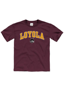Loyola Ramblers Youth Maroon Arch Mascot Short Sleeve T-Shirt