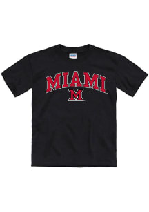 Miami RedHawks Youth Black Arch Mascot Short Sleeve T-Shirt