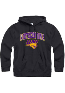 Northern Iowa Panthers Mens Black Arch Mascot Long Sleeve Hoodie