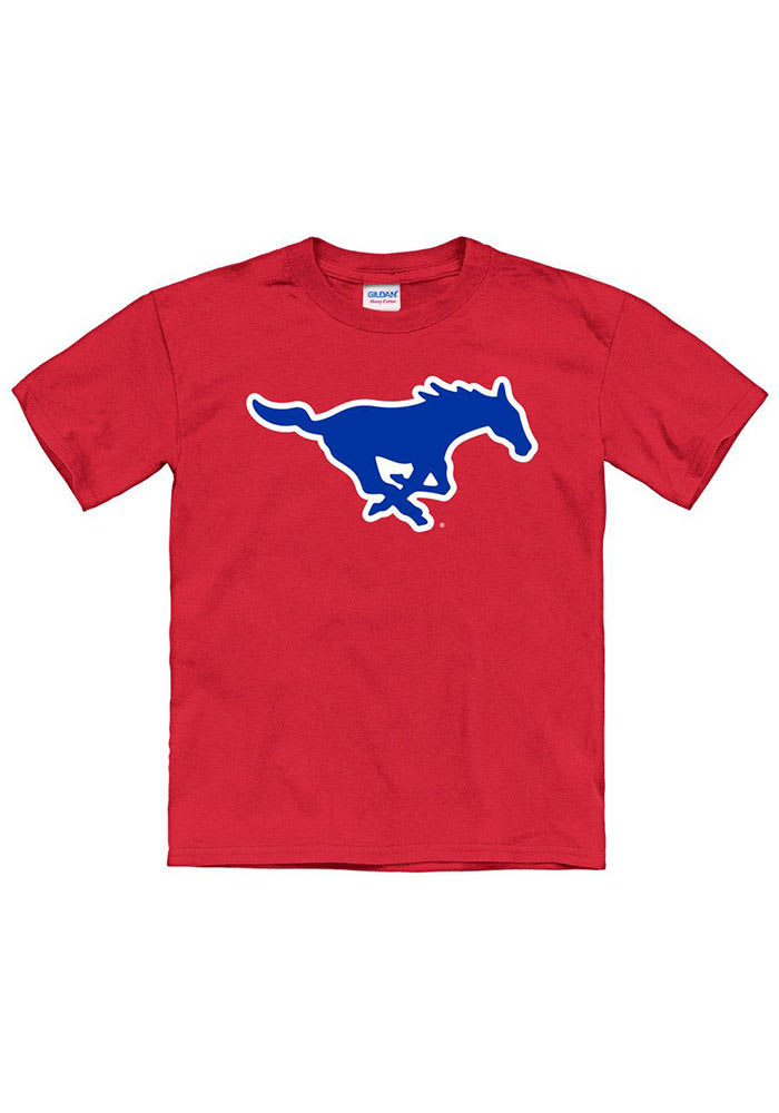 SMU Mustangs Youth Red Primary Logo Short Sleeve T-Shirt