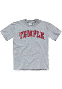 Temple Owls Youth Charcoal Arch Wordmark Short Sleeve T-Shirt