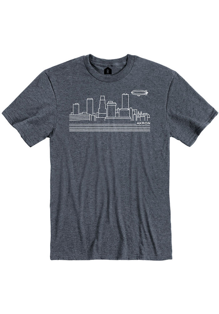 Rally Akron Skyline Short Sleeve Fashion T Shirt - Navy Blue