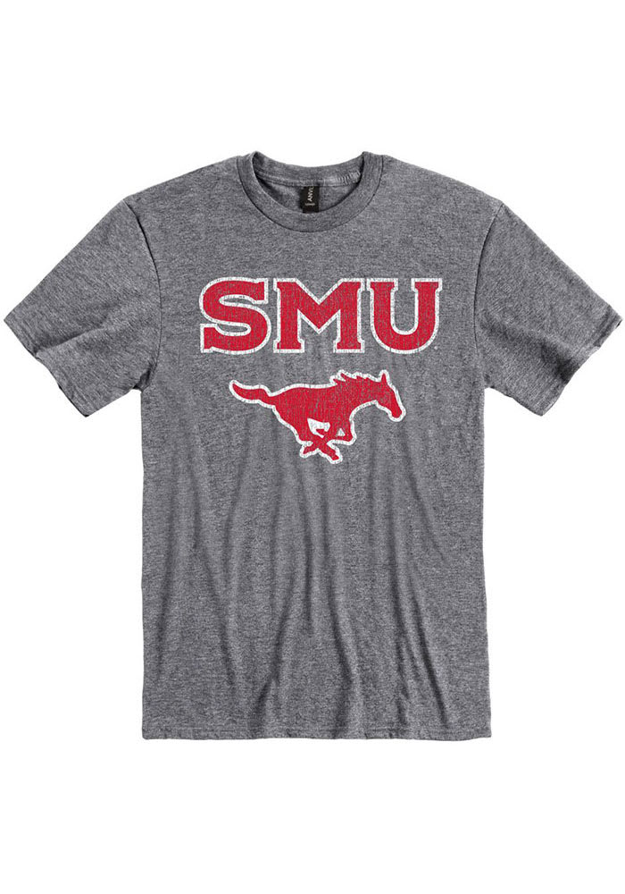 SMU Mustangs Grey ARCH Short Sleeve T Shirt