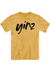 Pittsburgh Mustard Yellow Yinz Brush Script Comfort Colors Short Sleeve Fashion T Shirt