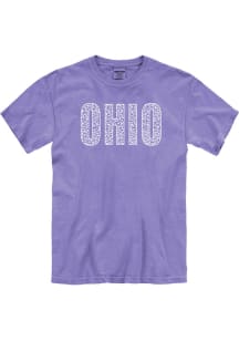 Ohio Womens Purple Cheetah Infill Comfort Colors Short Sleeve T-Shirt