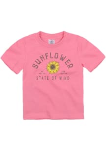Kansas Toddler Girls Pink Sunflower State of Mind Short Sleeve T-Shirt
