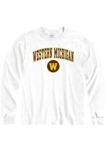Western Michigan Broncos White Arch Mascot Long Sleeve T Shirt