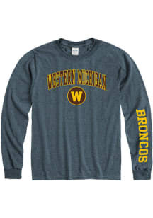 Western Michigan Broncos Charcoal Arch Mascot Long Sleeve T Shirt
