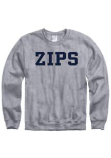 Akron Zips Mens Grey Zips Long Sleeve Crew Sweatshirt