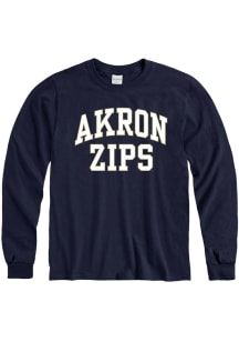 Akron Zips Navy Blue Arch Wordmark Long Sleeve T Shirt