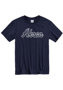 Akron Zips Navy Blue Wordmark Short Sleeve T Shirt