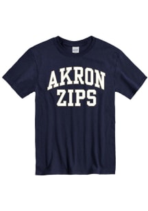 Akron Zips Navy Blue Arch Wordmark Short Sleeve T Shirt