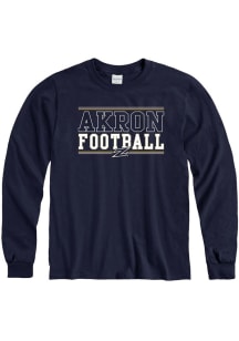 Akron Zips Navy Blue Football Long Sleeve T Shirt