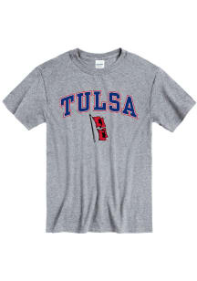 Tulsa Golden Hurricane Grey Arch Mascot Short Sleeve T Shirt