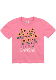 Kansas Toddler Girls Pink Sunflowers Short Sleeve T-Shirt