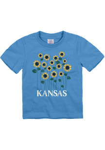 Kansas Toddler Girls Blue Sunflowers Short Sleeve T-Shirt